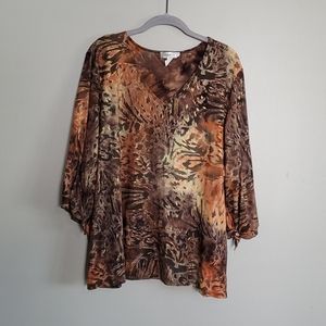 Dress barn animal print 3/4 length sleeve 3X top